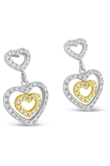 14K Two Toned 1/2 cttw Round Cut Diamond Earrings